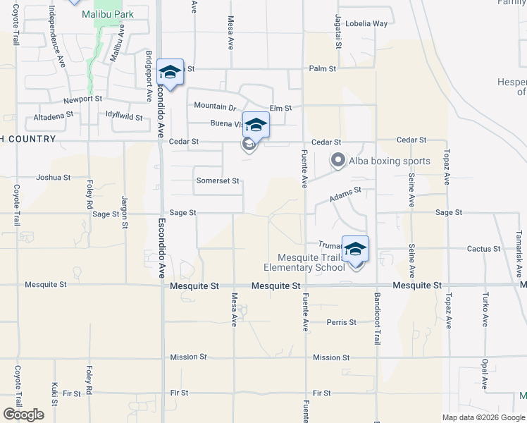 map of restaurants, bars, coffee shops, grocery stores, and more near 13582 Sage Street in Oak Hills