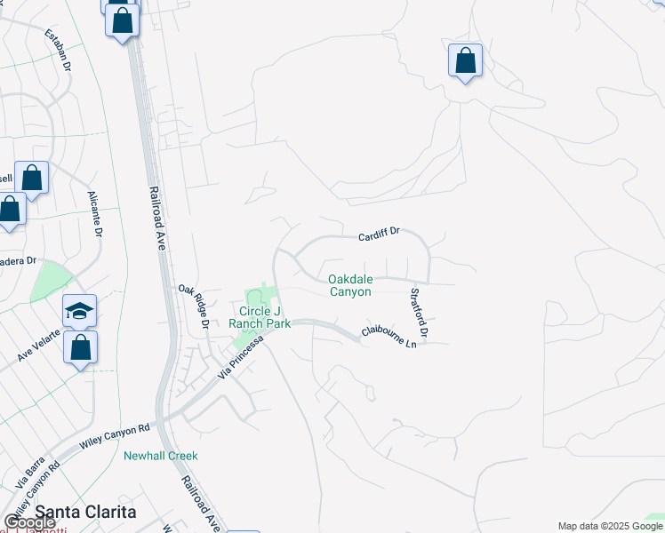 map of restaurants, bars, coffee shops, grocery stores, and more near 22513 Oxford Lane in Santa Clarita