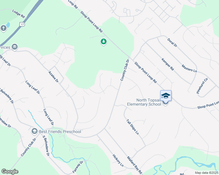 map of restaurants, bars, coffee shops, grocery stores, and more near 91 Warbler Way in Hampstead