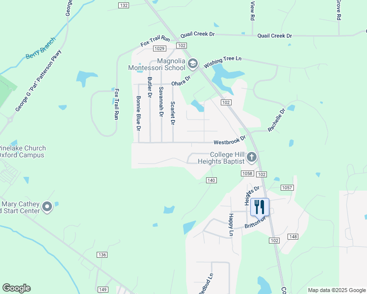 map of restaurants, bars, coffee shops, grocery stores, and more near 802 Deerfield Drive in Oxford