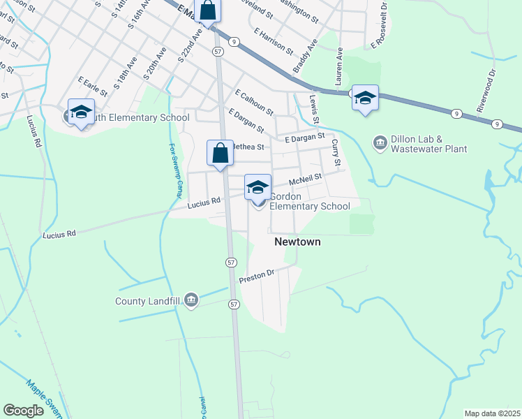 map of restaurants, bars, coffee shops, grocery stores, and more near 926 State Road S-17-338 in Dillon