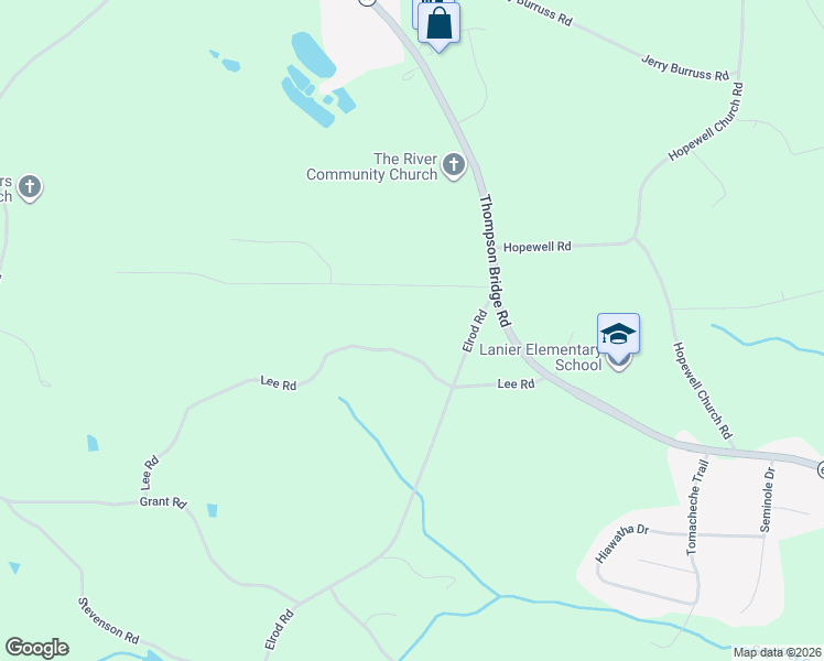 map of restaurants, bars, coffee shops, grocery stores, and more near 4932 Lee Road in Gainesville