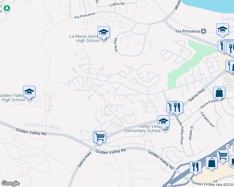 map of restaurants, bars, coffee shops, grocery stores, and more near 26333 Long Oak Drive in Santa Clarita