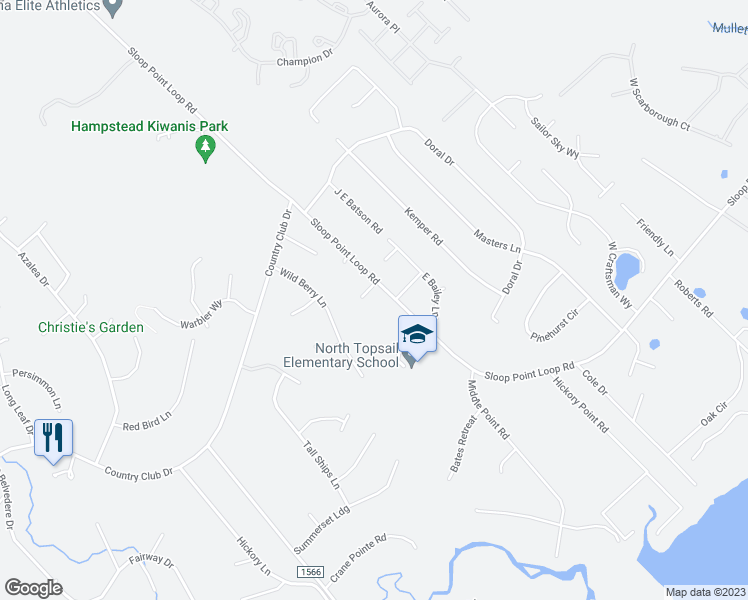 map of restaurants, bars, coffee shops, grocery stores, and more near 35 Indigo Court in Hampstead