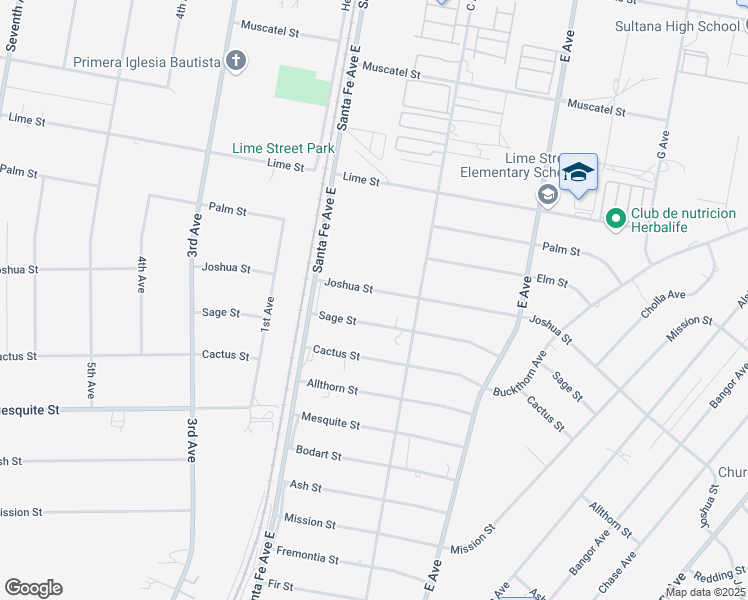 map of restaurants, bars, coffee shops, grocery stores, and more near 16521 Joshua Street in Hesperia