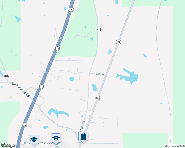 map of restaurants, bars, coffee shops, grocery stores, and more near County Road 783 in Saltillo