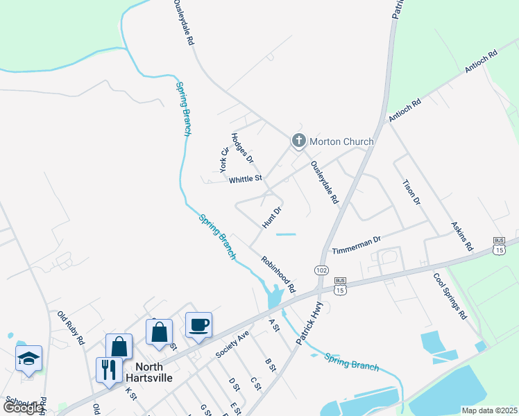 map of restaurants, bars, coffee shops, grocery stores, and more near 833 Red Fox Circle in Hartsville