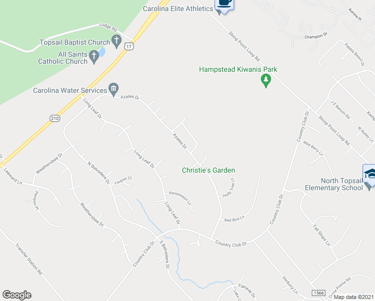 map of restaurants, bars, coffee shops, grocery stores, and more near 518 Azalea Drive in Hampstead