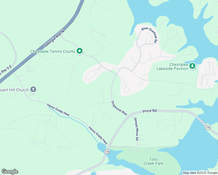 map of restaurants, bars, coffee shops, grocery stores, and more near 283 Dogwood Way in Dawsonville