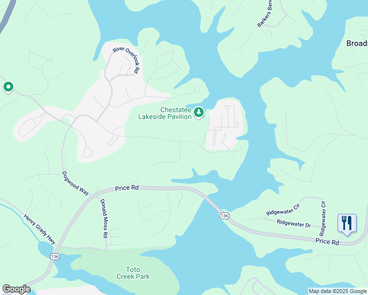 map of restaurants, bars, coffee shops, grocery stores, and more near 1070 Dogwood Way in Dawsonville