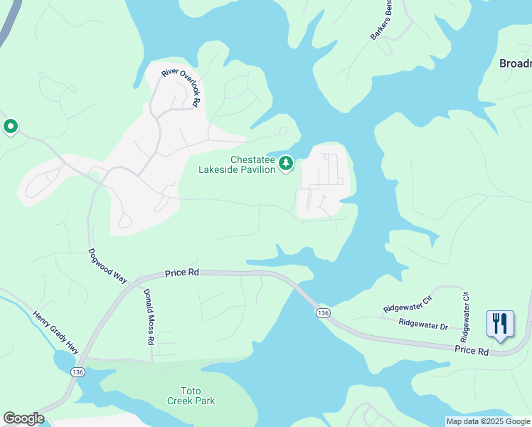 map of restaurants, bars, coffee shops, grocery stores, and more near 1070 Dogwood Way in Dawsonville