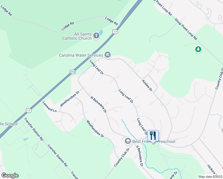 map of restaurants, bars, coffee shops, grocery stores, and more near 102 Par Court in Hampstead