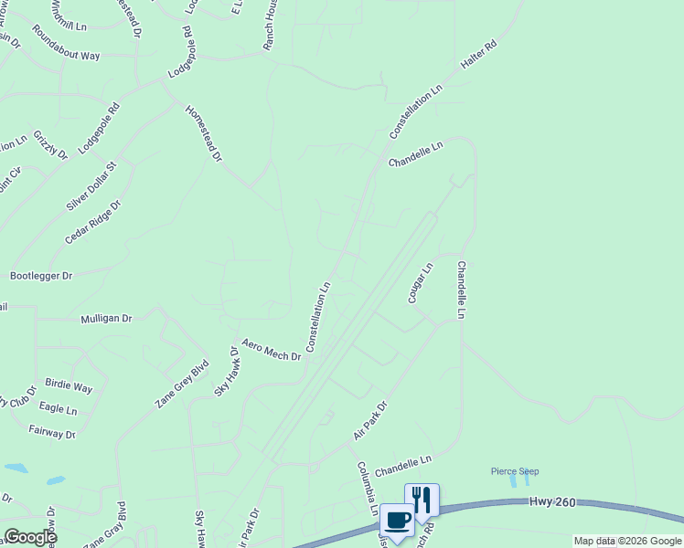 map of restaurants, bars, coffee shops, grocery stores, and more near 2817 Constellation Road in Navajo County