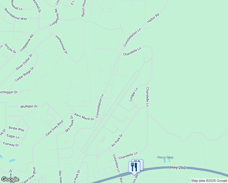 map of restaurants, bars, coffee shops, grocery stores, and more near 2817 Constellation Road in Navajo County