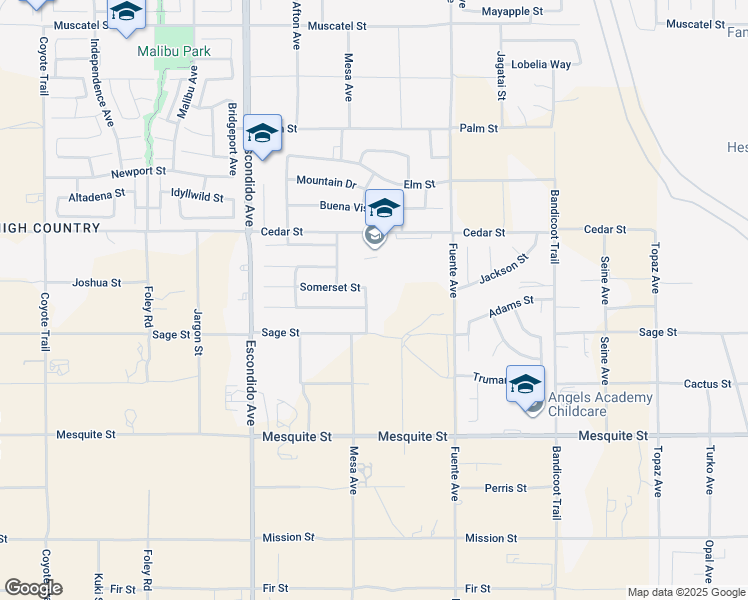 map of restaurants, bars, coffee shops, grocery stores, and more near 8365 Sweet Water Avenue in Hesperia