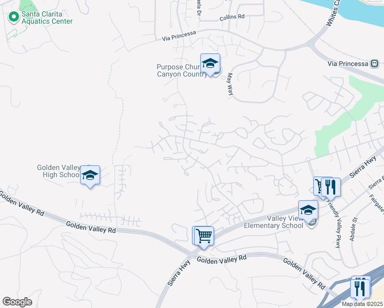 map of restaurants, bars, coffee shops, grocery stores, and more near 26277 Rainbow Glen Drive in Santa Clarita