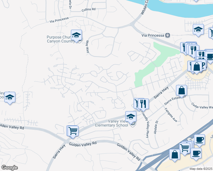 map of restaurants, bars, coffee shops, grocery stores, and more near 26469 Fairway Circle in Santa Clarita