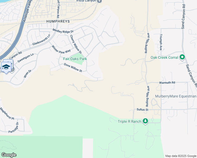 map of restaurants, bars, coffee shops, grocery stores, and more near 26825 Cherry Willow Drive in Santa Clarita