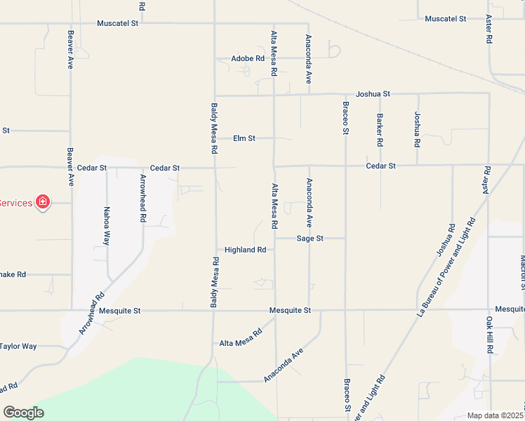 map of restaurants, bars, coffee shops, grocery stores, and more near 8384 Highland Court in Hesperia