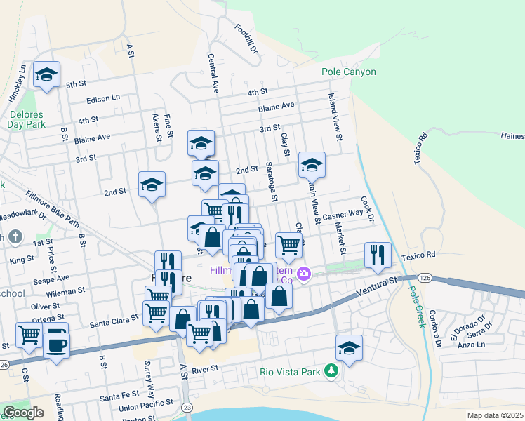 map of restaurants, bars, coffee shops, grocery stores, and more near 458 Fillmore Street in Fillmore
