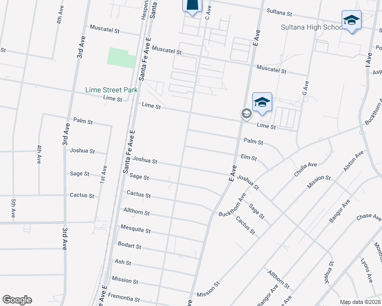 map of restaurants, bars, coffee shops, grocery stores, and more near 16635 Elm Street in Hesperia