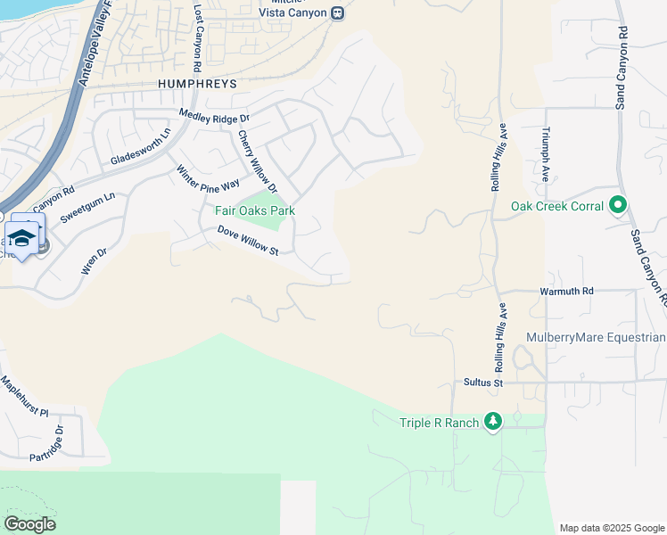 map of restaurants, bars, coffee shops, grocery stores, and more near 26825 Cherry Willow Drive in Santa Clarita
