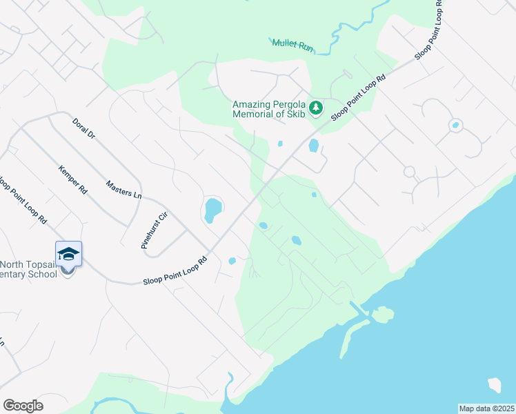 map of restaurants, bars, coffee shops, grocery stores, and more near 2036 Sloop Point Loop Road in Hampstead