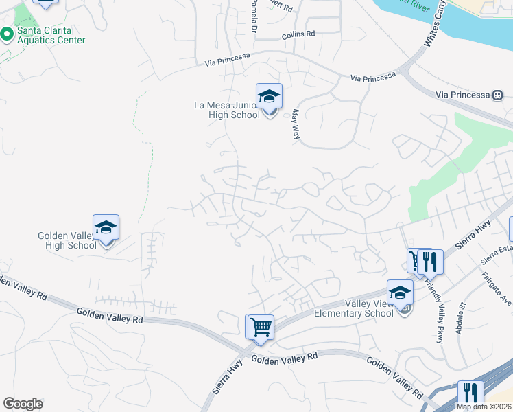 map of restaurants, bars, coffee shops, grocery stores, and more near 19922 Avenue Of The Oaks in Santa Clarita