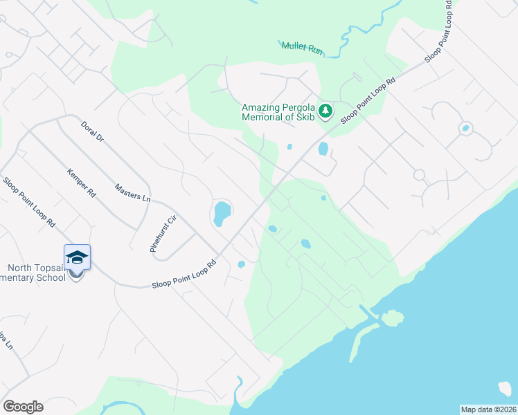 map of restaurants, bars, coffee shops, grocery stores, and more near 2046 Sloop Point Loop Road in Hampstead