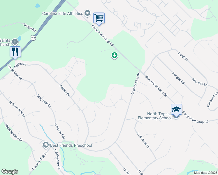 map of restaurants, bars, coffee shops, grocery stores, and more near 147 Red Bird Lane in Hampstead