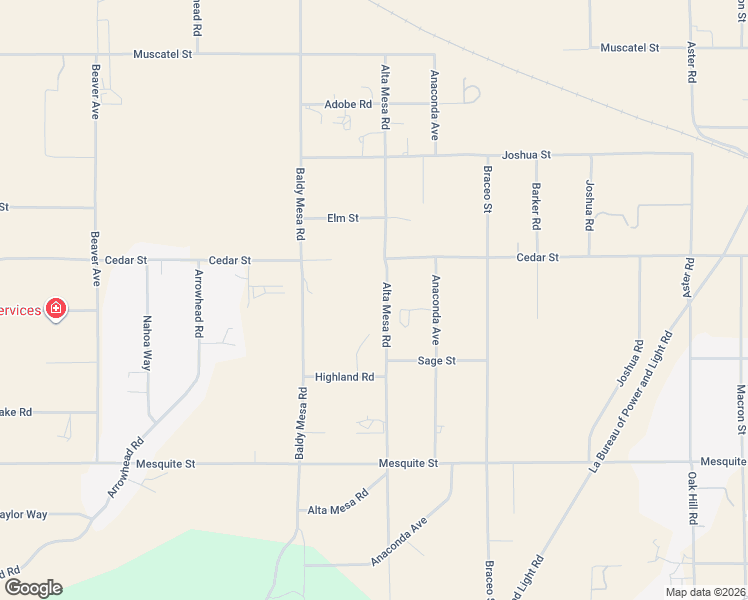map of restaurants, bars, coffee shops, grocery stores, and more near 8384 Highland Court in Hesperia