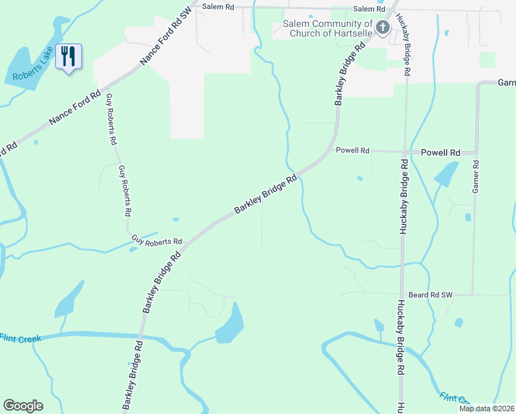 map of restaurants, bars, coffee shops, grocery stores, and more near 3556 Barkley Bridge Road in Hartselle