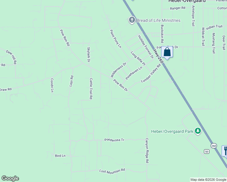 map of restaurants, bars, coffee shops, grocery stores, and more near 2873 Little Hawk Trail in Navajo County