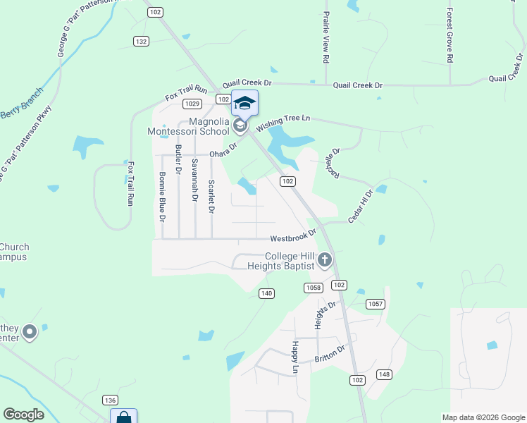 map of restaurants, bars, coffee shops, grocery stores, and more near 1703 Rhett's Drive in Oxford