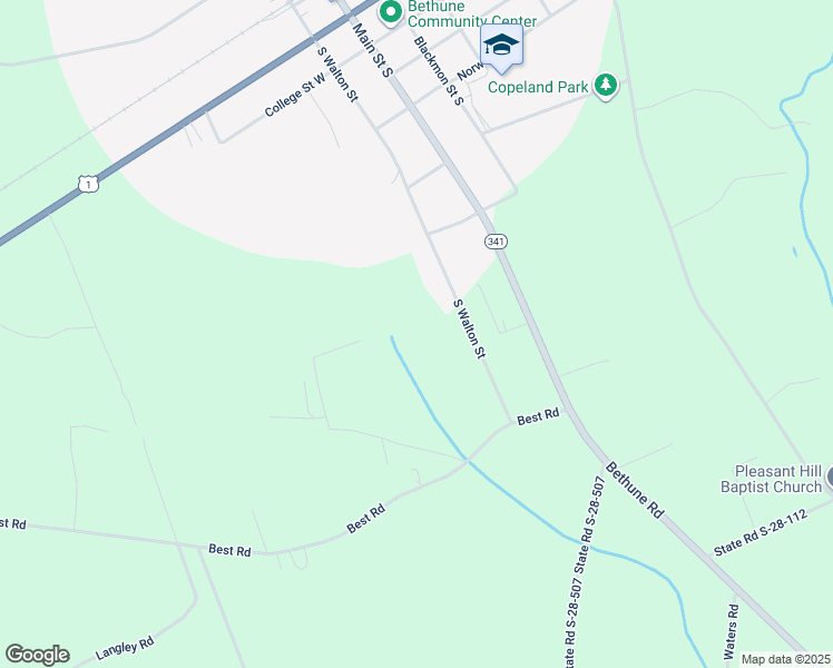map of restaurants, bars, coffee shops, grocery stores, and more near 713A South Walton Street in Bethune