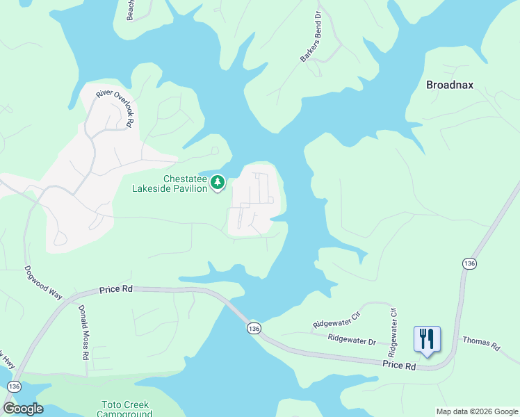 map of restaurants, bars, coffee shops, grocery stores, and more near 206 Waterfront Park Lane in Dawsonville