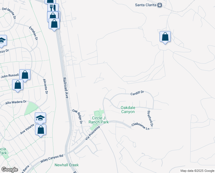 map of restaurants, bars, coffee shops, grocery stores, and more near 22719 Derby Place in Santa Clarita