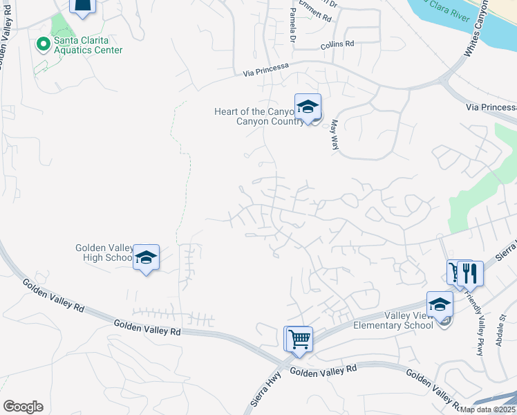 map of restaurants, bars, coffee shops, grocery stores, and more near 20040 Avenue Of The Oaks in Santa Clarita