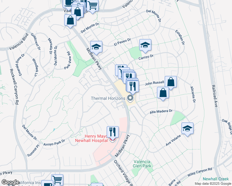 map of restaurants, bars, coffee shops, grocery stores, and more near in Santa Clarita
