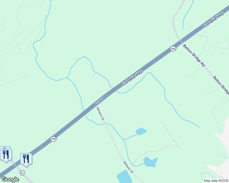 map of restaurants, bars, coffee shops, grocery stores, and more near 4732 Old Cornelia Highway in Lula