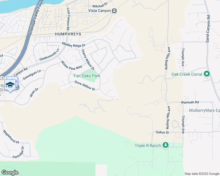 map of restaurants, bars, coffee shops, grocery stores, and more near 17115 Princess Tree Court in Los Angeles County