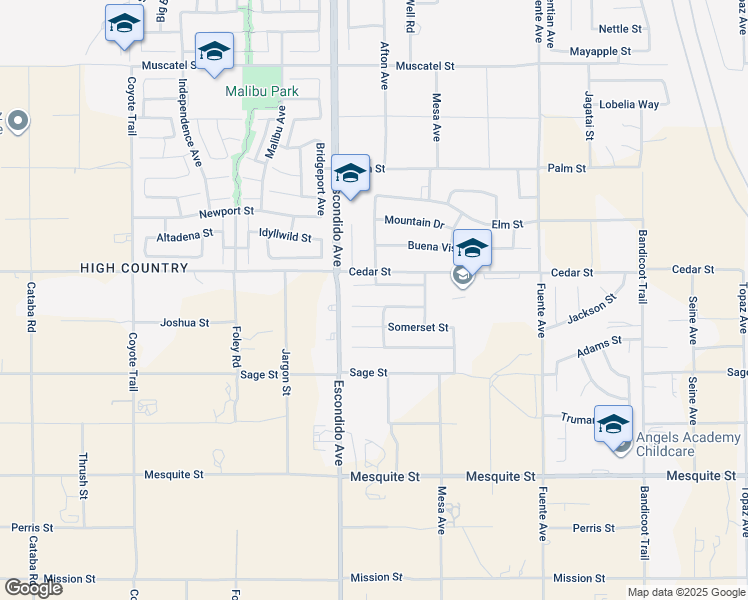 map of restaurants, bars, coffee shops, grocery stores, and more near 13364 Pleasant View Street in Hesperia