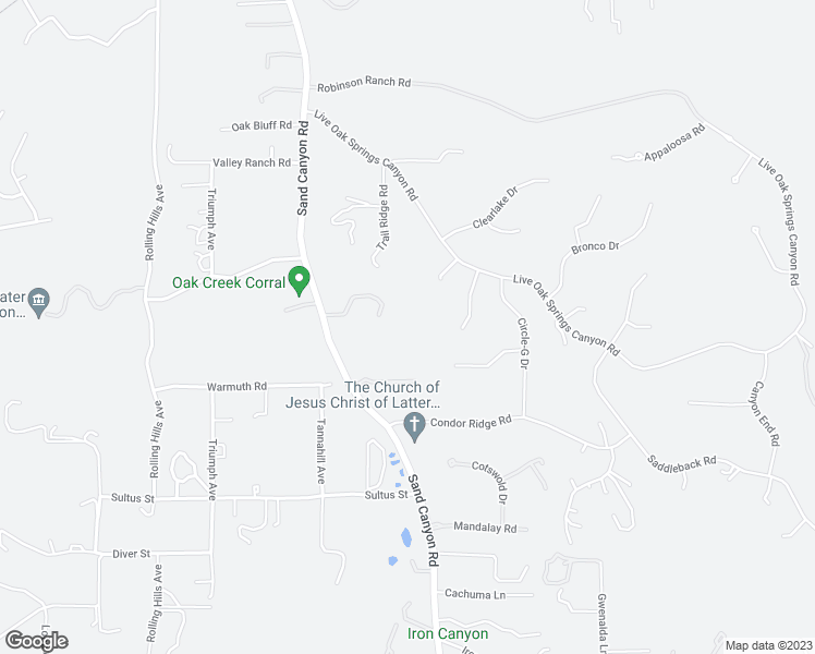 map of restaurants, bars, coffee shops, grocery stores, and more near Skyline Ranch Road in Santa Clarita