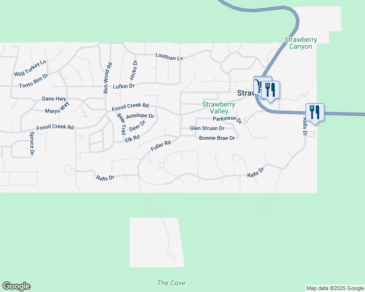 map of restaurants, bars, coffee shops, grocery stores, and more near 4849 Rim View Loop in Pine