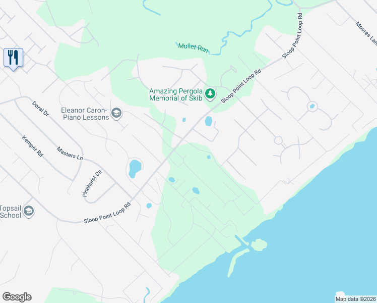 map of restaurants, bars, coffee shops, grocery stores, and more near 2-196 Alton D Rivenbark Road in Hampstead