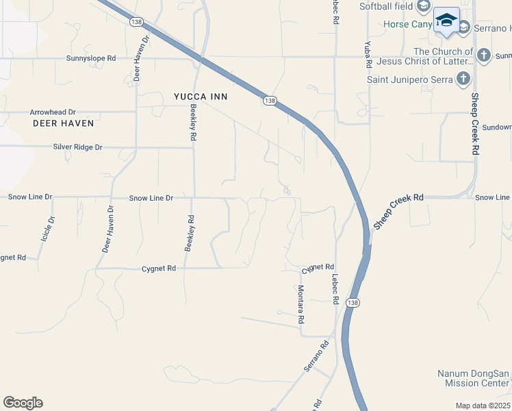 map of restaurants, bars, coffee shops, grocery stores, and more near 3451 Snow Line Drive in Piñon Hills