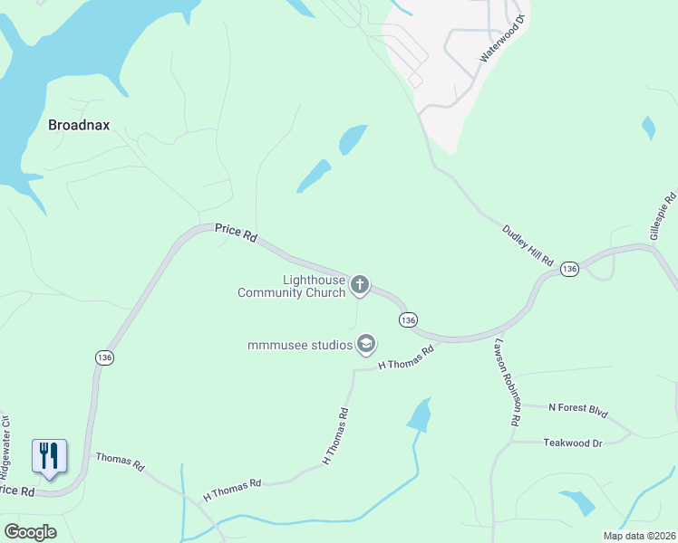 map of restaurants, bars, coffee shops, grocery stores, and more near 5326-5408 Price Rd in Gainesville