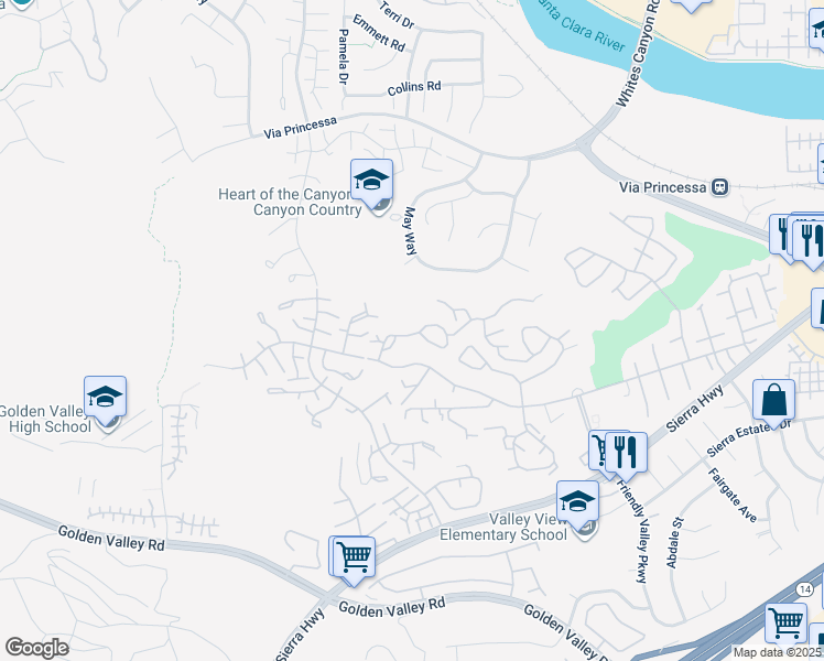 map of restaurants, bars, coffee shops, grocery stores, and more near 26333 Green Terrace Drive in Santa Clarita