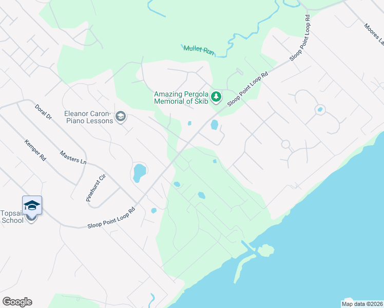 map of restaurants, bars, coffee shops, grocery stores, and more near 2046-2234 Sloop Point Loop Road in Hampstead