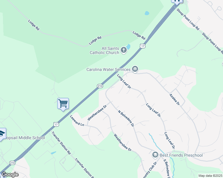 map of restaurants, bars, coffee shops, grocery stores, and more near 123 North Belvedere Drive in Hampstead